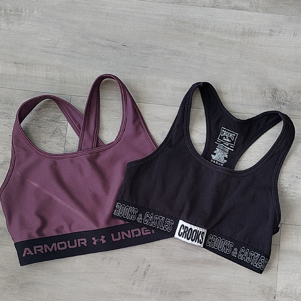 Under Armour and Crooks & Castles Sports Bras - Black and Purple